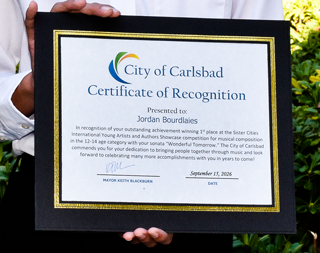 Jordan's presentation plaque