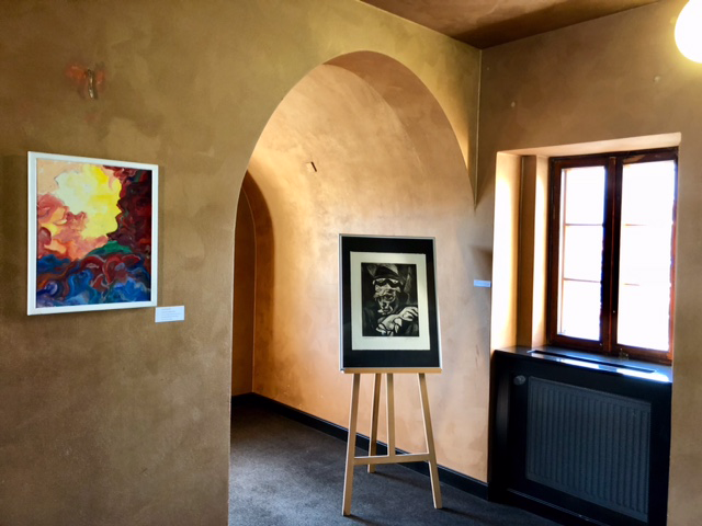 The exhibition and vernissage (private showing) was sponsored by the Municipal Gallery of Karlovy Vary and held in in the historic Castle Tower.  It will be open  until July 15, 2018.